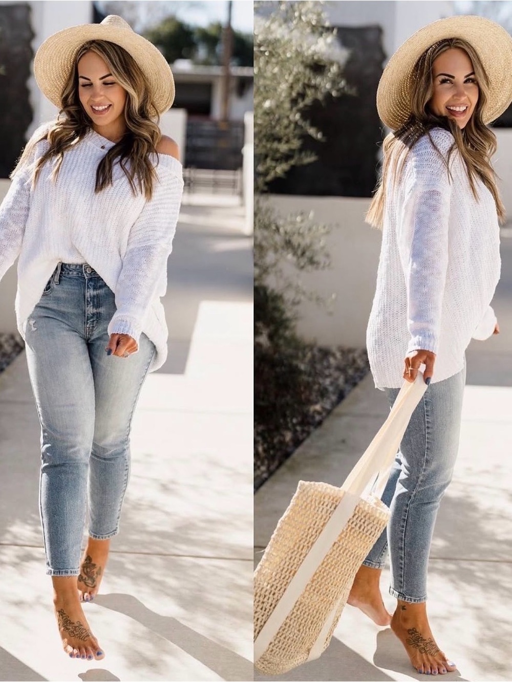Miracle Off-Shoulder White Cozy Knit Sweater